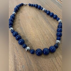 Vintage Grandma Retro Chic Karla Jordan Cobalt beaded necklace.